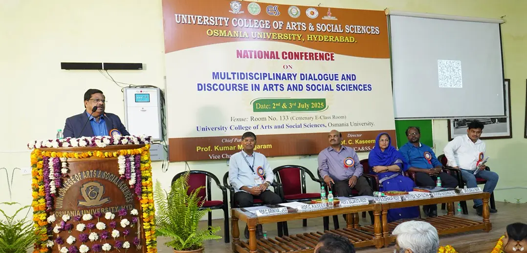 Prof. V. Balakista Reddy, Chairman, TGCHE, addressed the Valedictory Session of  National Conference  on Multidisciplinary Dialogue and Discourse in Arts and Social Sciences, on 3 July 2025,organised by the University College of Arts & Social Sciences, Osmania University. 