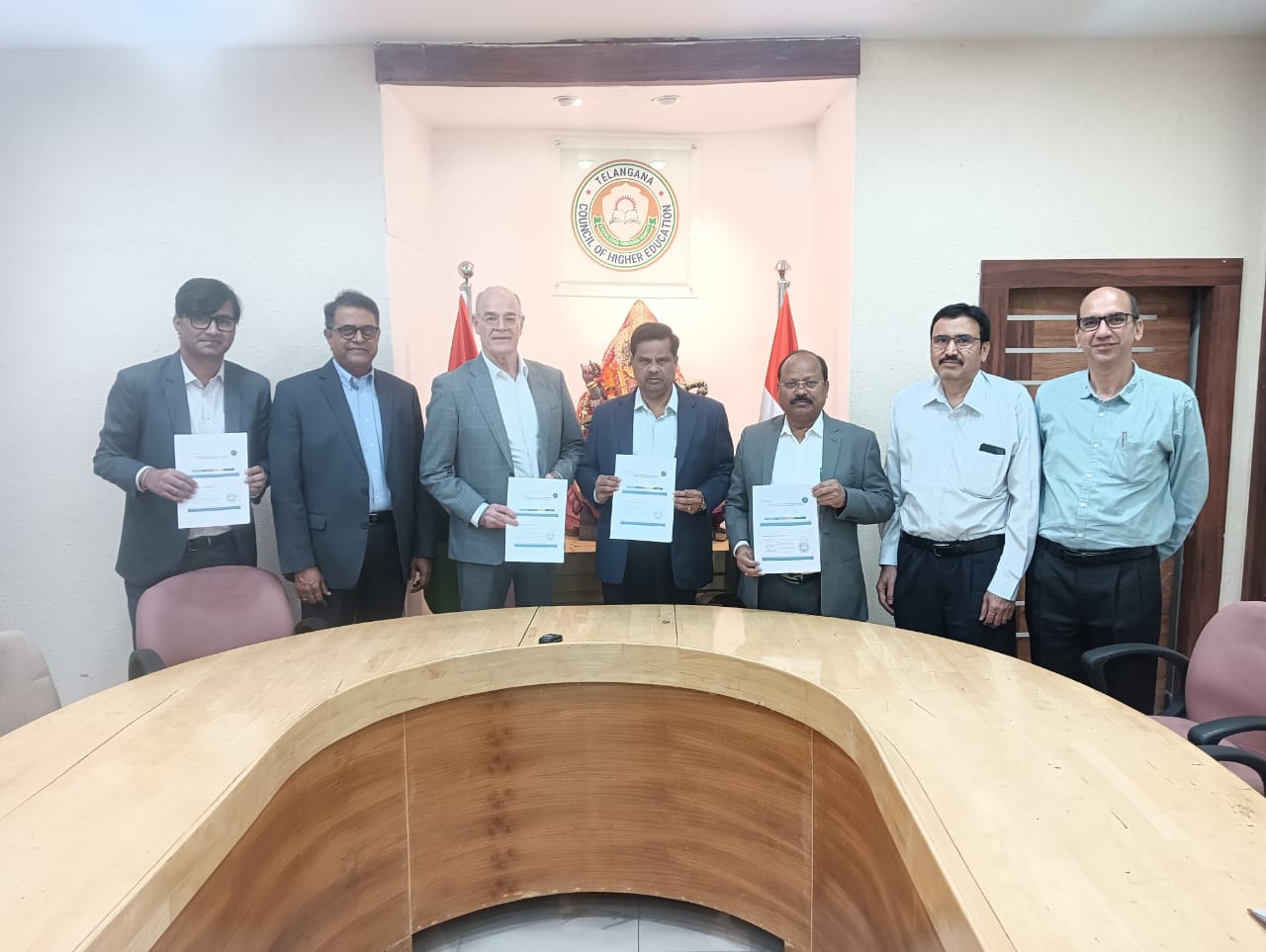 Prof. Gregory Collier, Director of International Programs, and Mr. Krish Nangegadda, Member, NU-IDEA Advisory Board, Northeastern University, Boston, USA, met Prof. V. Balakista Reddy, Chairman, and Prof. Sriram Venkatesh, Secretary, TGCHE, on 18 December 2025.