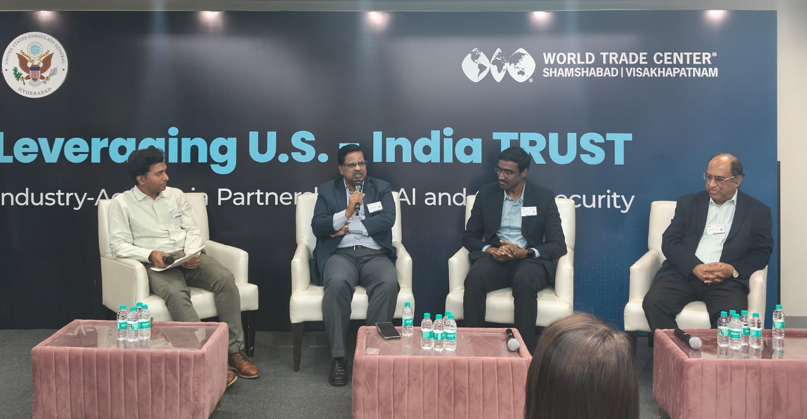 Prof V. Balakista Reddy, Chairman, TGCHE spoke about the contribution of the TGCHE towards reforms and internationalization of Higher Education in Telangana, in a conference, on  “Leveraging U.S.–India TRUST: Industry–Academia Partnerships in AI & Cybersecurity,” organized by the US Consulate General and World Trade Center, Hyderabad, on 29 January 2026.