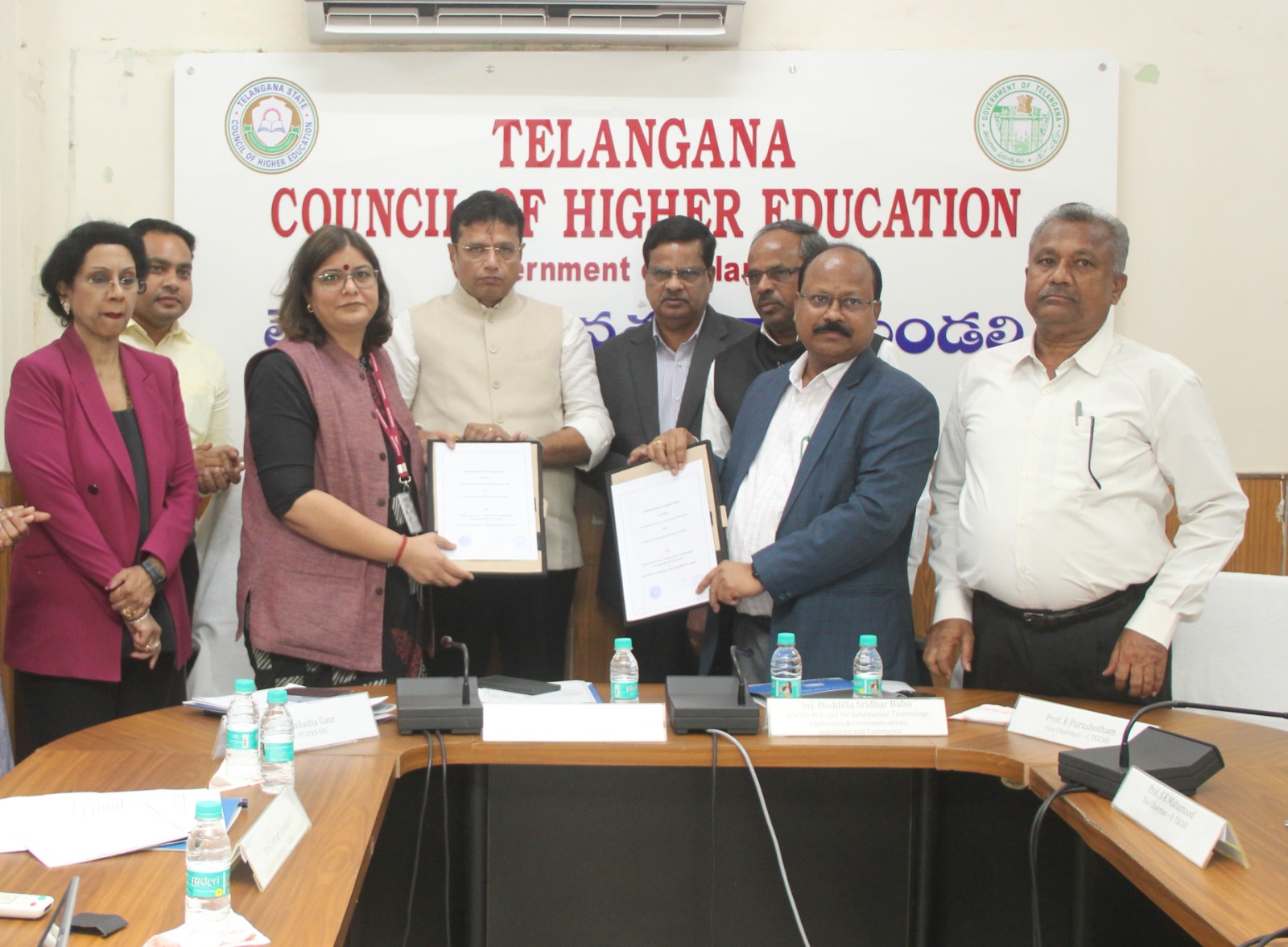  TGCHE signed an MoU with NASSCOM / IT-ITeS Sector Skills Council to undertake skill development initiatives in Emerging Technologies in the august presence of Sri Duddilla Sridhar Babu garu ,Hon’ble Minister for IT