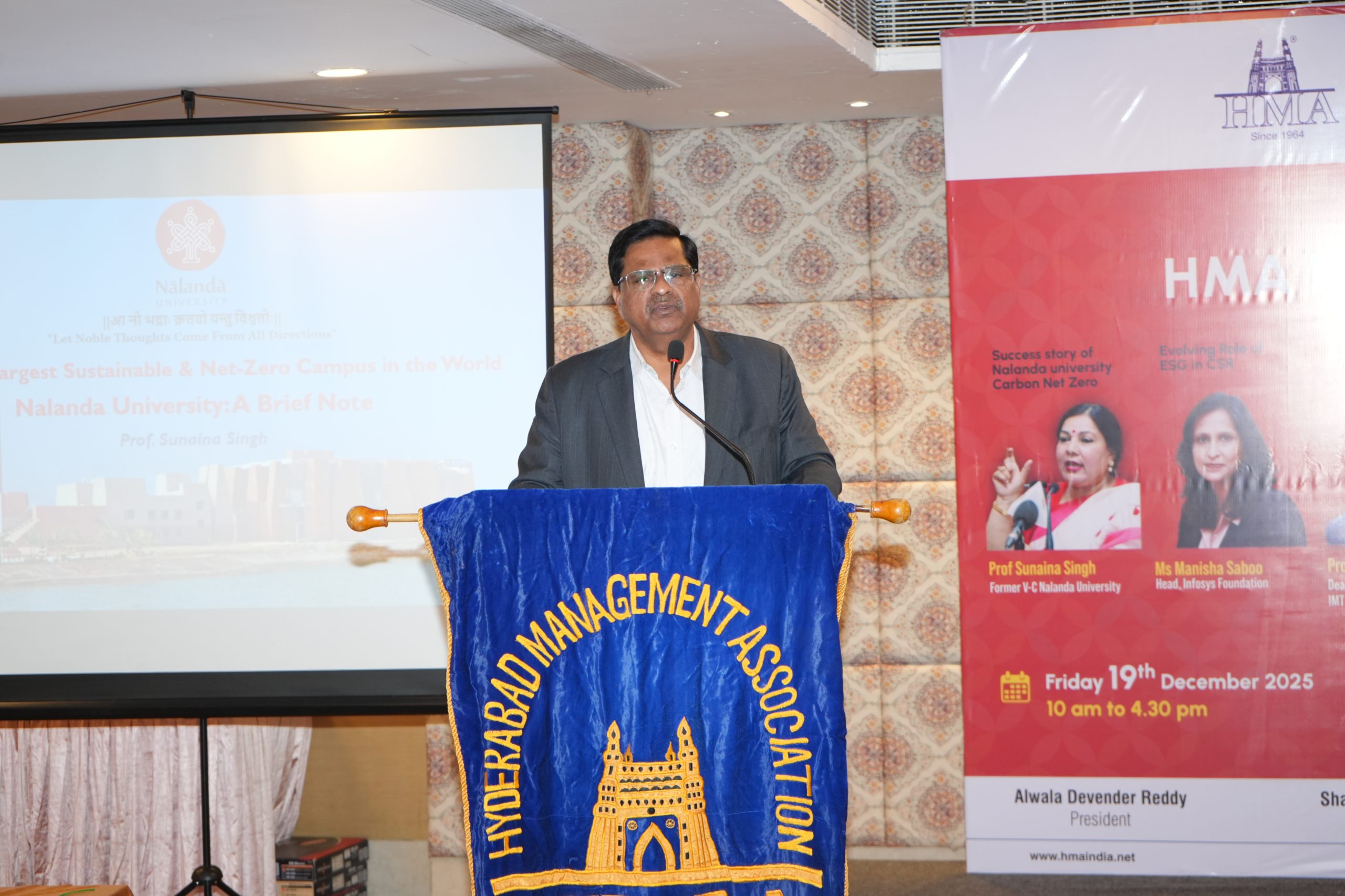 Prof. V. Balakista Reddy, Chairman, TGCHE, was the Guest of Honour at the ESG Program organised by the Hyderabad Management Association, on 19 December 2025