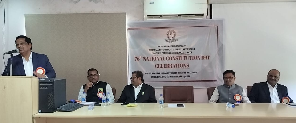 Prof. V. Balakista Reddy, Chairman, TGCHE was the Chief Guest at the celebration of 76th Constitution Day, organised by the University College of Law, Osmania University, on 26 November 2025.